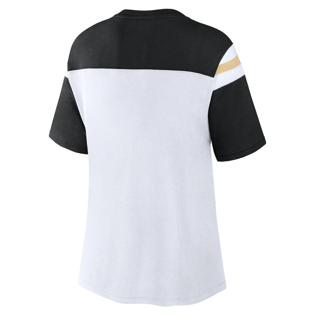 New Orleans Saints Women's Cheer Chant Fashion Crop Top White/Black