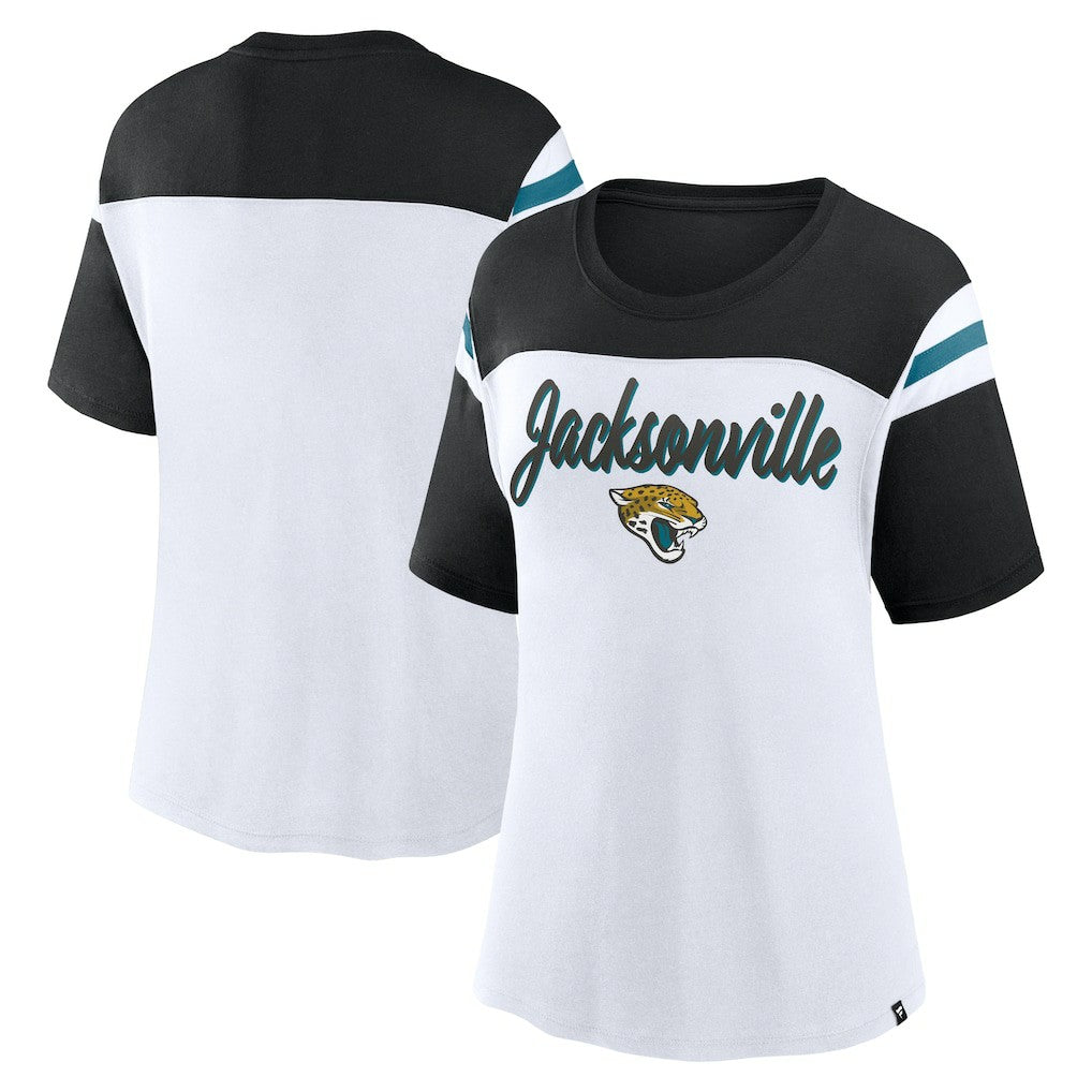 Jacksonville Jaguars Women's Cheer Chant Fashion Crop Top White/Black