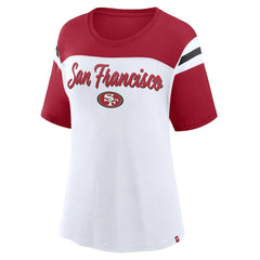 San Francisco 49ers Women's Cheer Chant Fashion Crop Top White/Scarlet