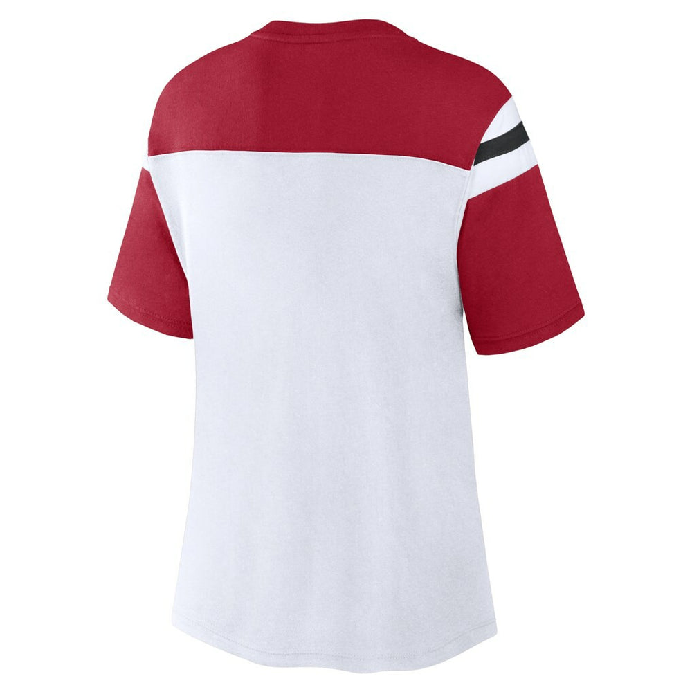 San Francisco 49ers Women's Cheer Chant Fashion Crop Top White/Scarlet