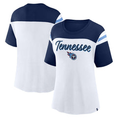 Tennessee Titans Women's Cheer Chant Fashion Crop Top White/Navy