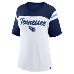 Tennessee Titans Women's Cheer Chant Fashion Crop Top White/Navy