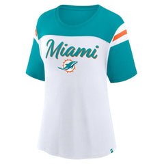 Miami Dolphins Women's Cheer Chant Fashion Crop Top White/Aqua