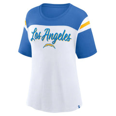 Los Angeles Chargers Women's Cheer Chant Fashion Crop Top White/Powder Blue
