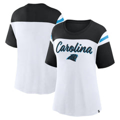 Carolina Panthers Women's Cheer Chant Fashion Crop Top White/Black