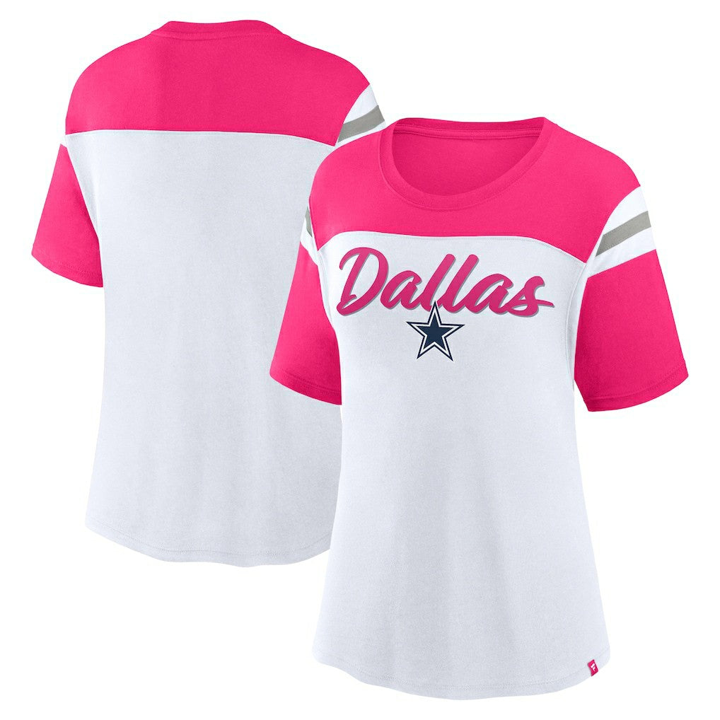 Dallas Cowboys Women's Cheer Chant Fashion Crop Top White/Pink