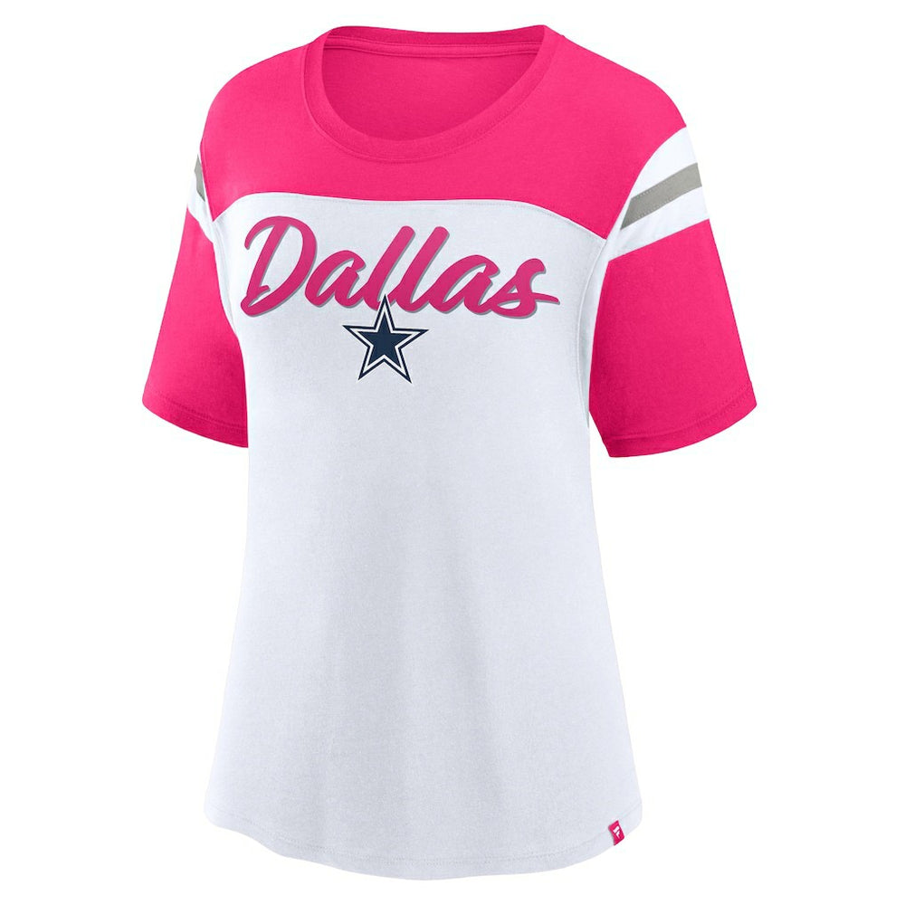 Dallas Cowboys Women's Cheer Chant Fashion Crop Top White/Pink