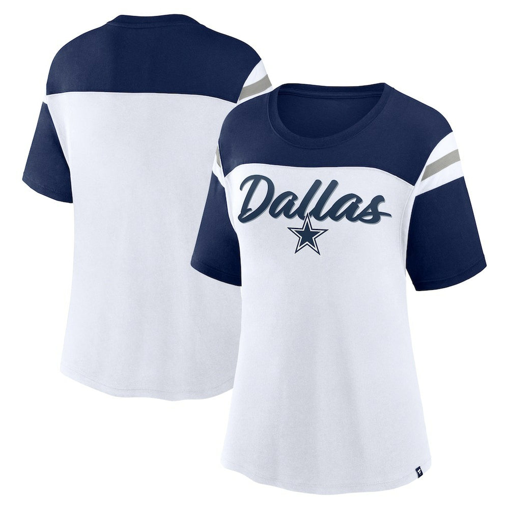 Dallas Cowboys Women's Cheer Chant Fashion Crop Top White/Navy