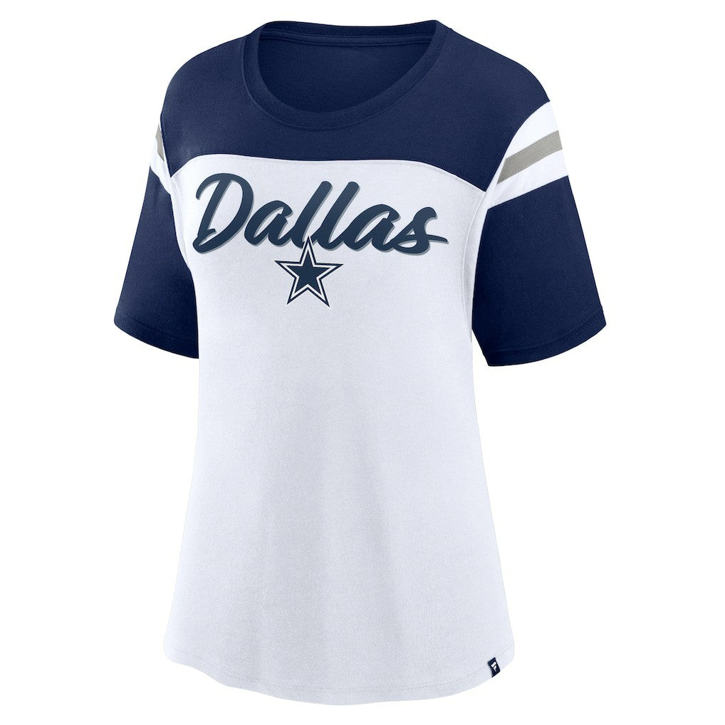Dallas Cowboys Women's Cheer Chant Fashion Crop Top White/Navy