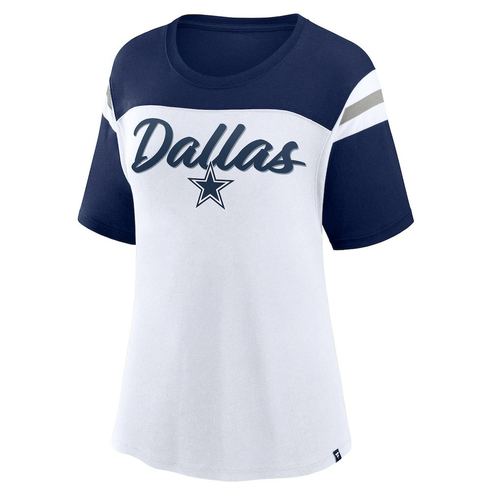 Dallas Cowboys Women's Cheer Chant Fashion Crop Top White/Navy