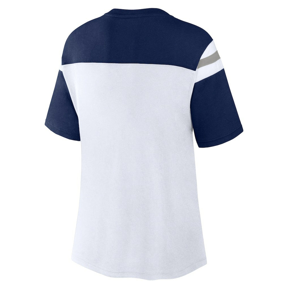 Dallas Cowboys Women's Cheer Chant Fashion Crop Top White/Navy