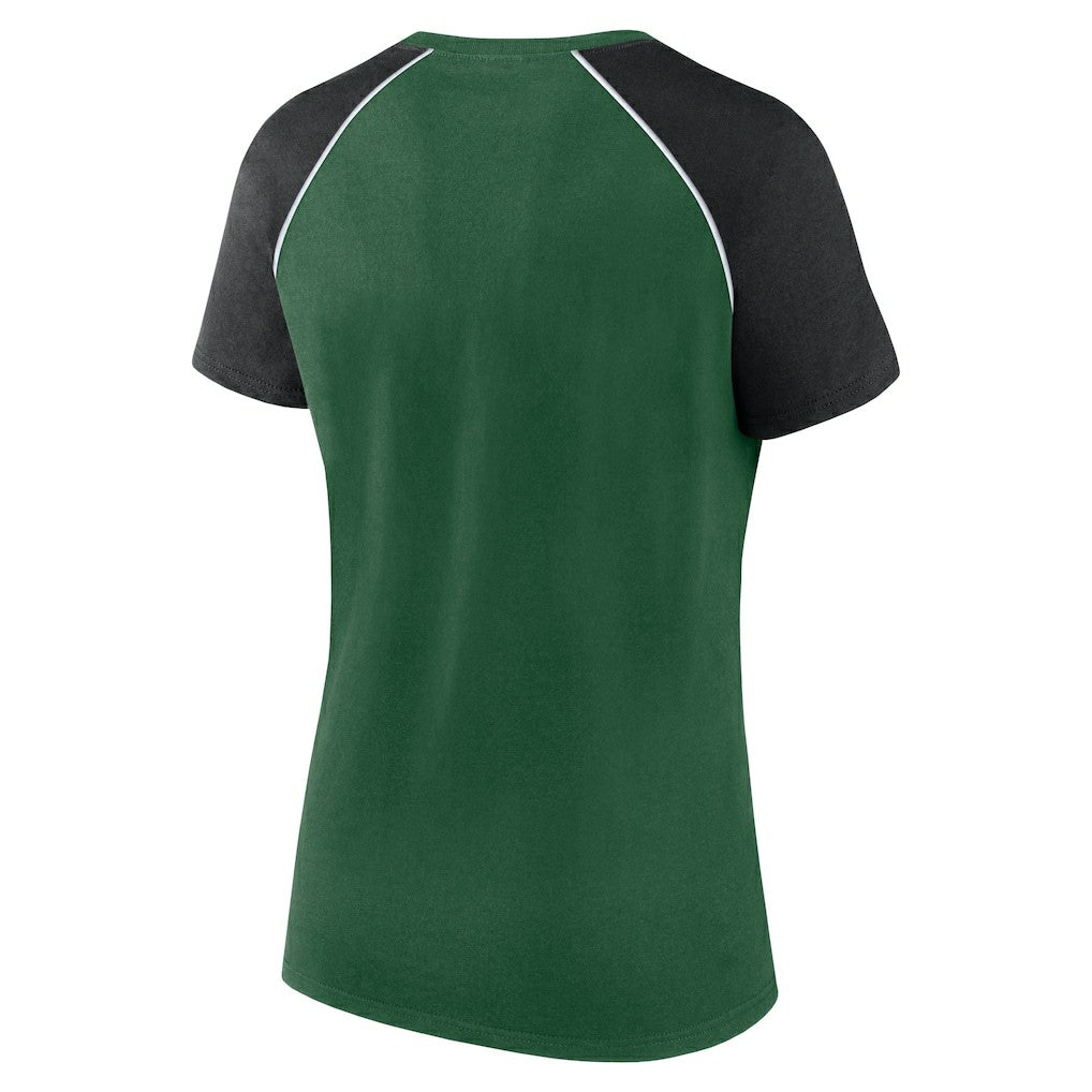 New York Jets Women's Glittered Primary Raglan T-Shirt Green/Black