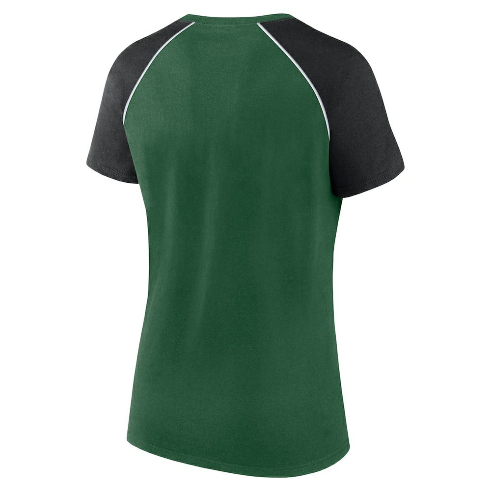 New York Jets Women's Glittered Primary Raglan T-Shirt Green/Black
