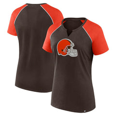 Cleveland Browns Women's Glittered Primary Raglan T-Shirt Brown/Orange