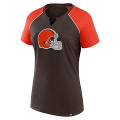 Cleveland Browns Women's Glittered Primary Raglan T-Shirt Brown/Orange