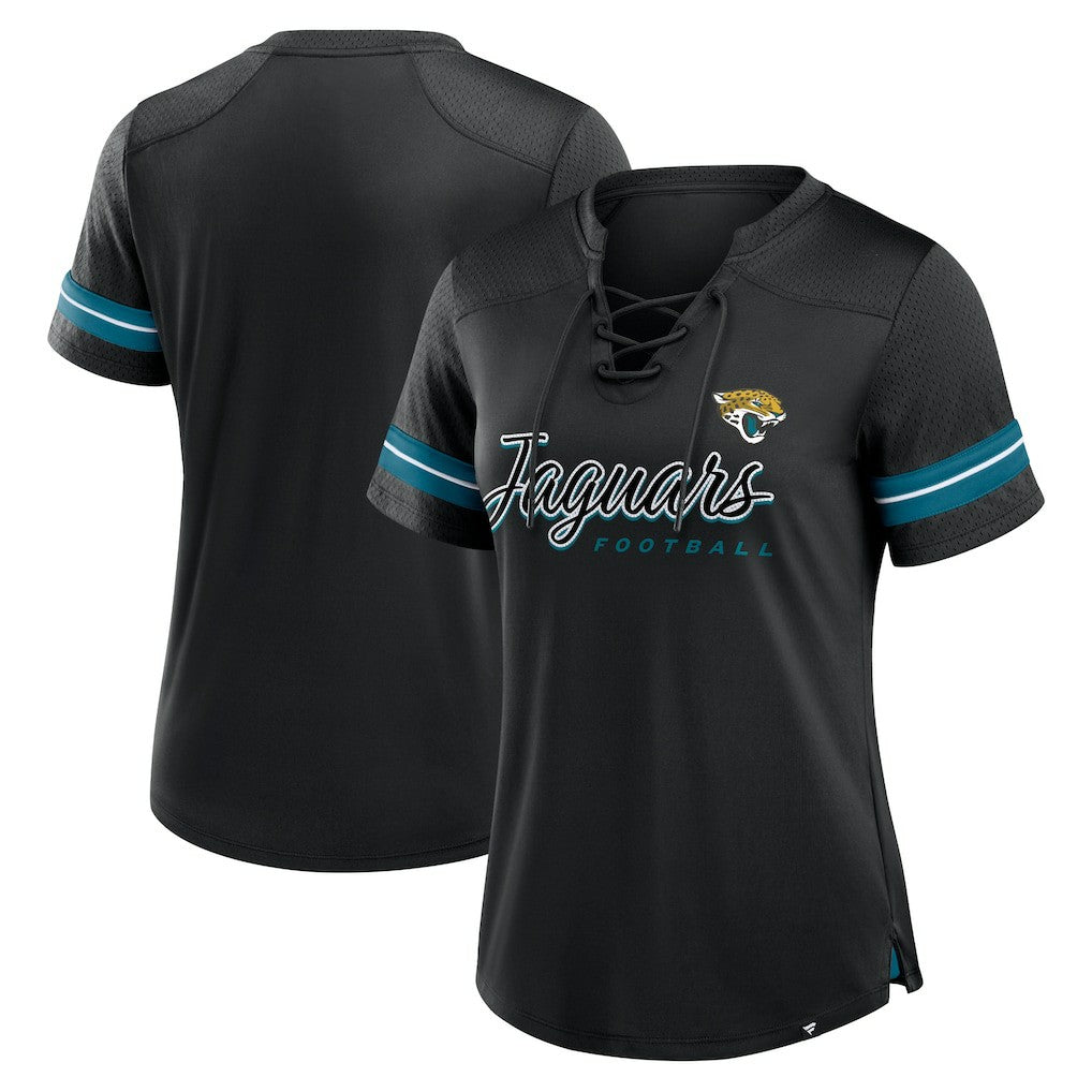 Jacksonville Jaguars Women's Play Script Lace-Up T-Shirt Black