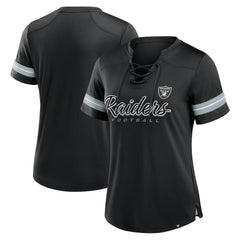 Las Vegas Raiders Women's Play Script Lace-Up T-Shirt Black