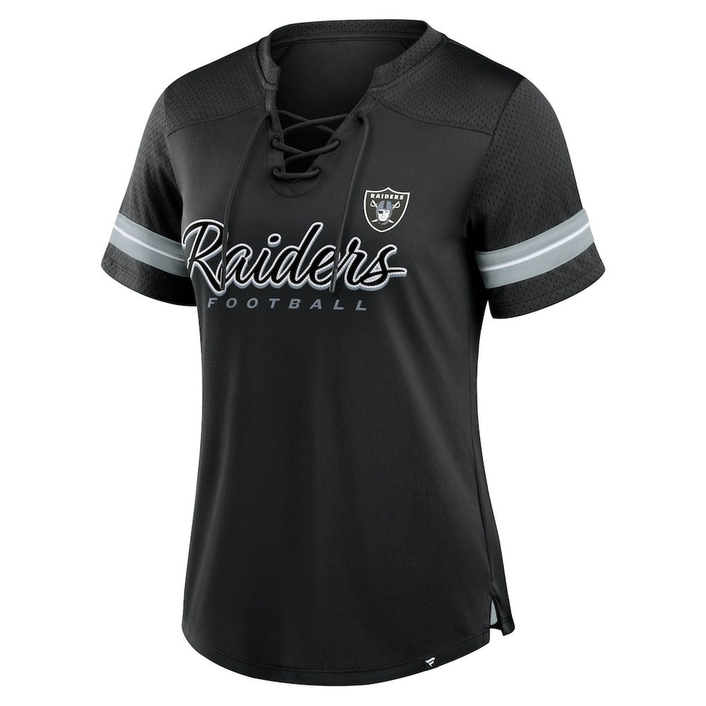 Las Vegas Raiders Women's Play Script Lace-Up T-Shirt Black