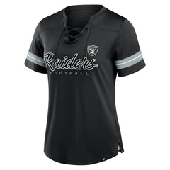 Las Vegas Raiders Women's Play Script Lace-Up T-Shirt Black