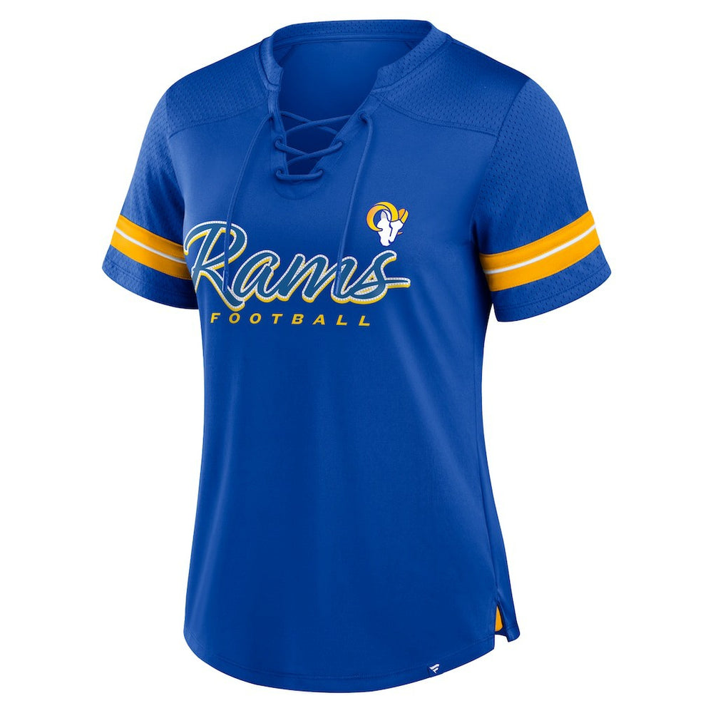 Los Angeles Rams Women's Play Script Lace-Up T-Shirt Royal