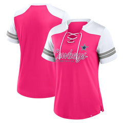 Dallas Cowboys Women's Play Script Lace-Up T-Shirt Pink
