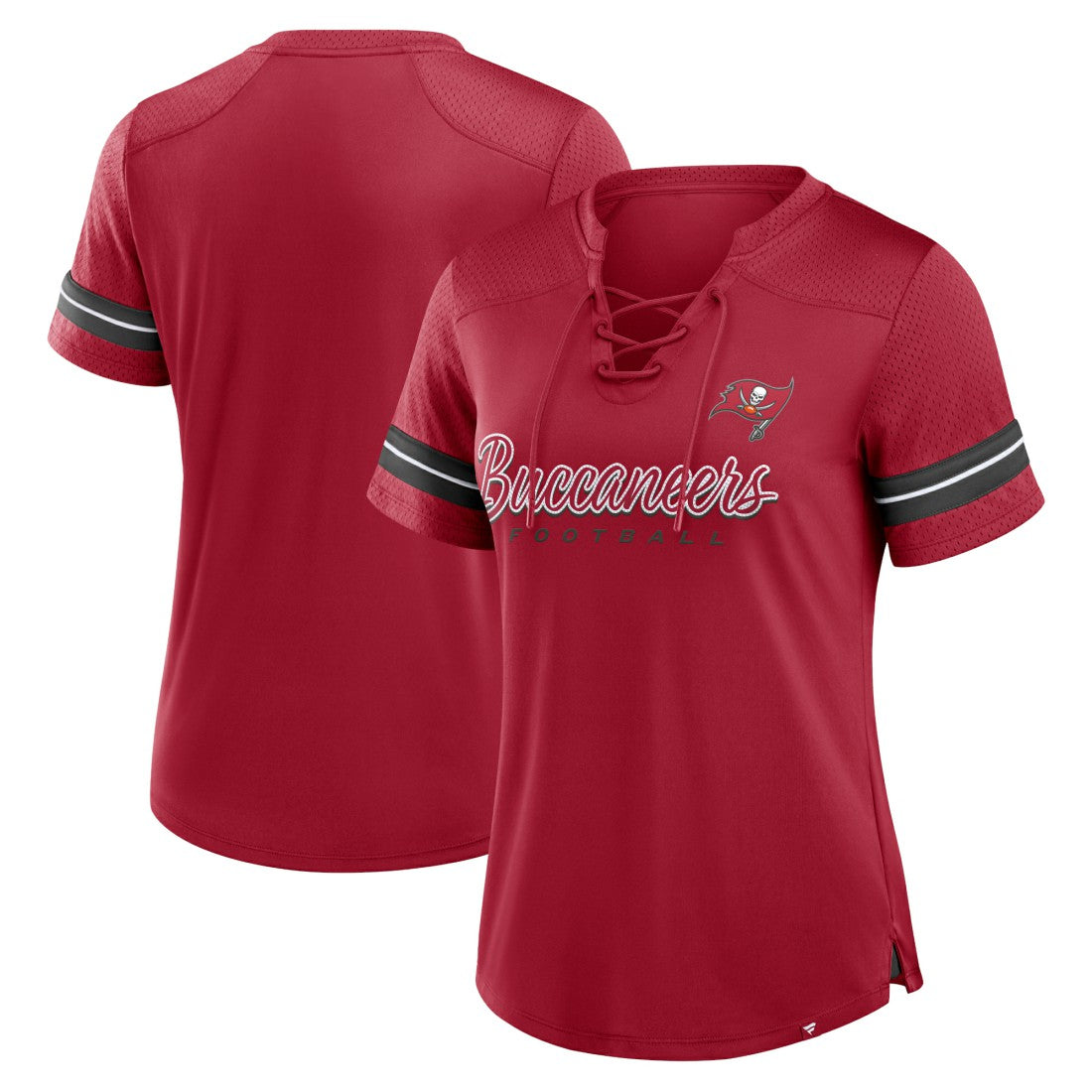 Tampa Bay Buccaneers Women's Play Script Lace-Up T-Shirt Red