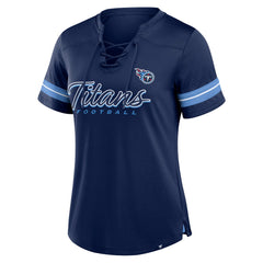 Tennessee Titans Women's Play Script Lace-Up T-Shirt Navy