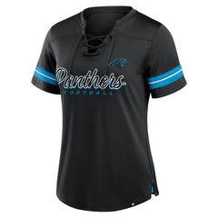 Carolina Panthers Women's Play Script Lace-Up T-Shirt Black