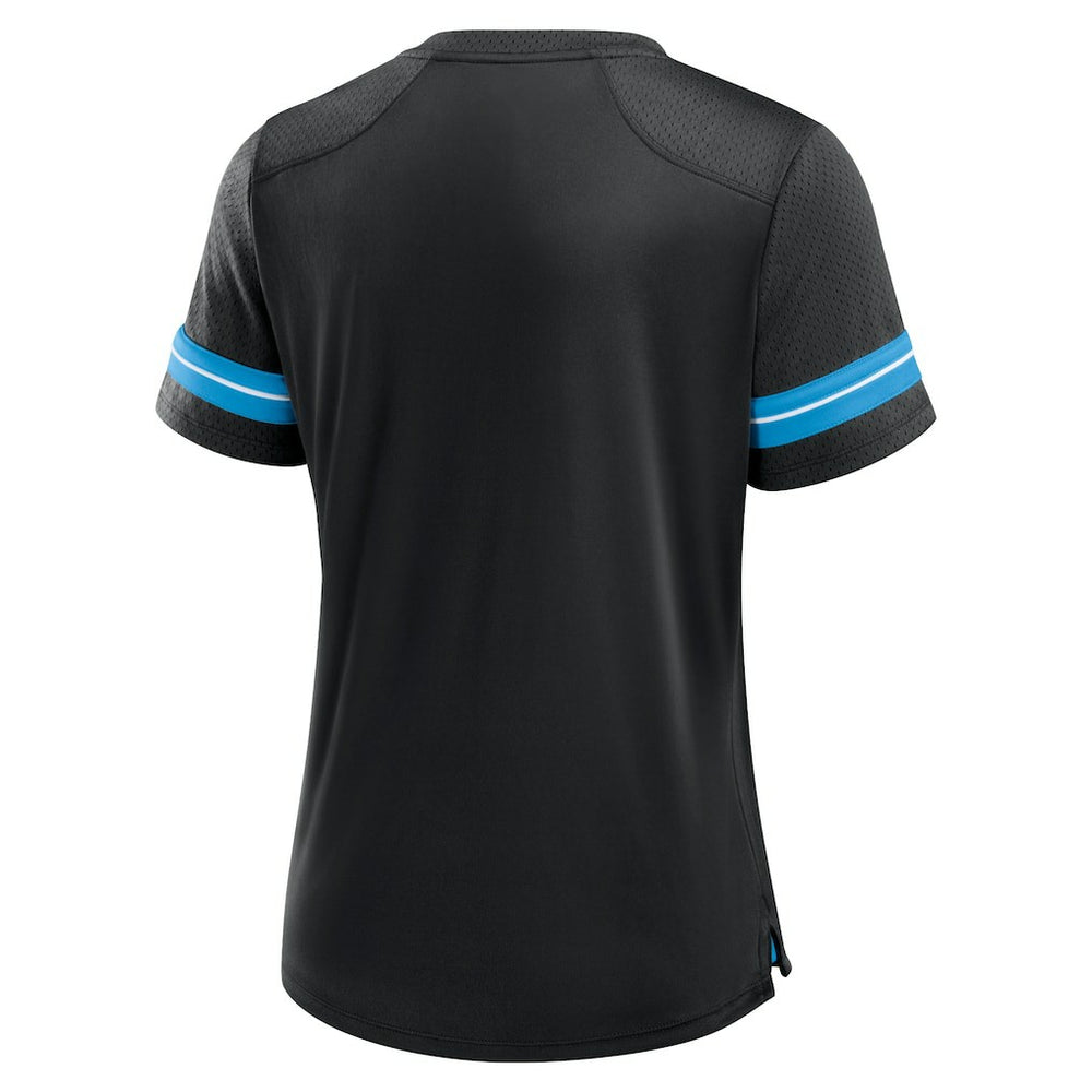 Carolina Panthers Women's Play Script Lace-Up T-Shirt Black