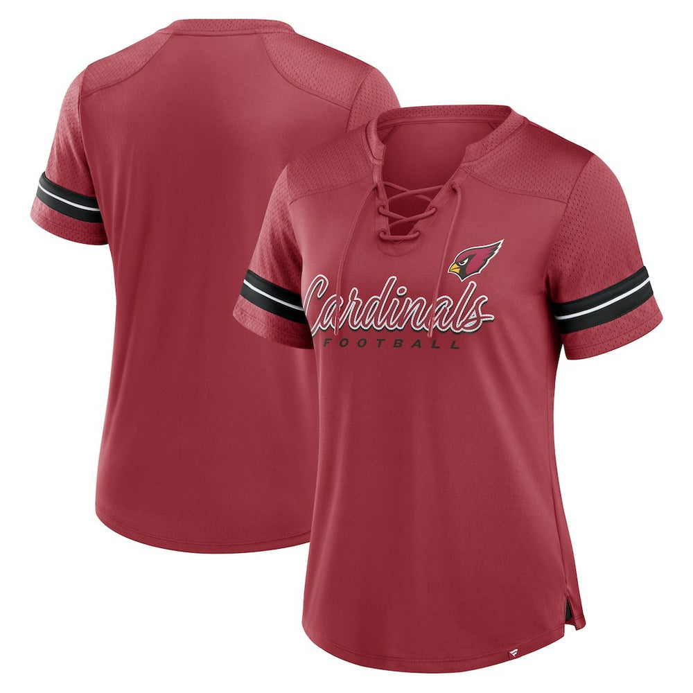 Arizona Cardinals Women's Play Script Lace-Up T-Shirt Cardinal