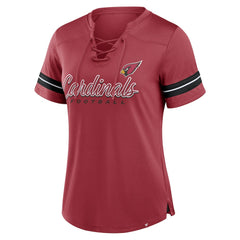 Arizona Cardinals Women's Play Script Lace-Up T-Shirt Cardinal