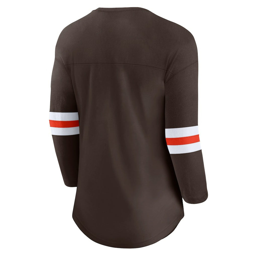 Cleveland Browns Women's First Team Arch Logo 3/4 Sleeve T-Shirt Brown