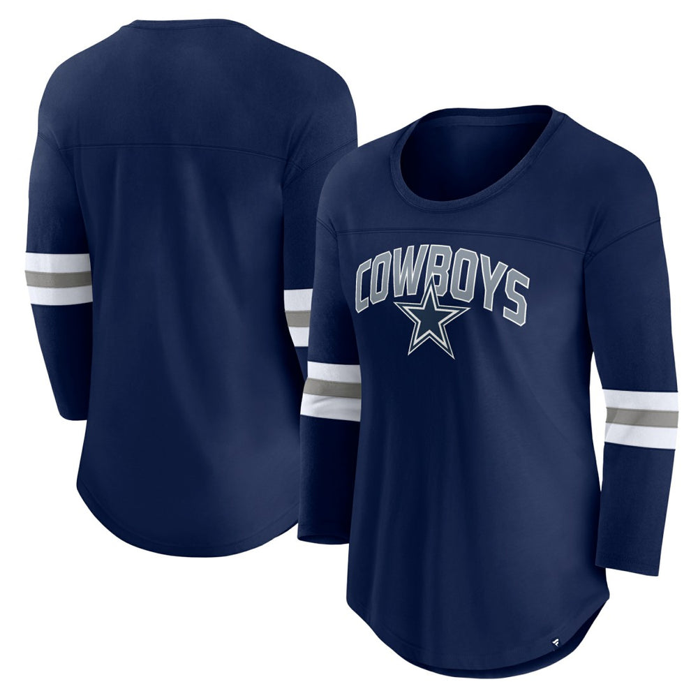 Dallas Cowboys Women's First Team Arch Logo 3/4 Sleeve T-Shirt Navy