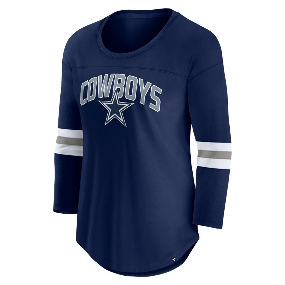 Dallas Cowboys Women's First Team Arch Logo 3/4 Sleeve T-Shirt Navy