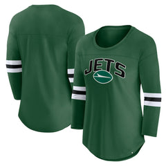 New York Jets Women's First Team Arch Logo 3/4 Sleeve T-Shirt Green