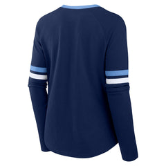 Tennessee Titans Women's Won and Done Lace-Up Long Sleeve Fashion Top Navy