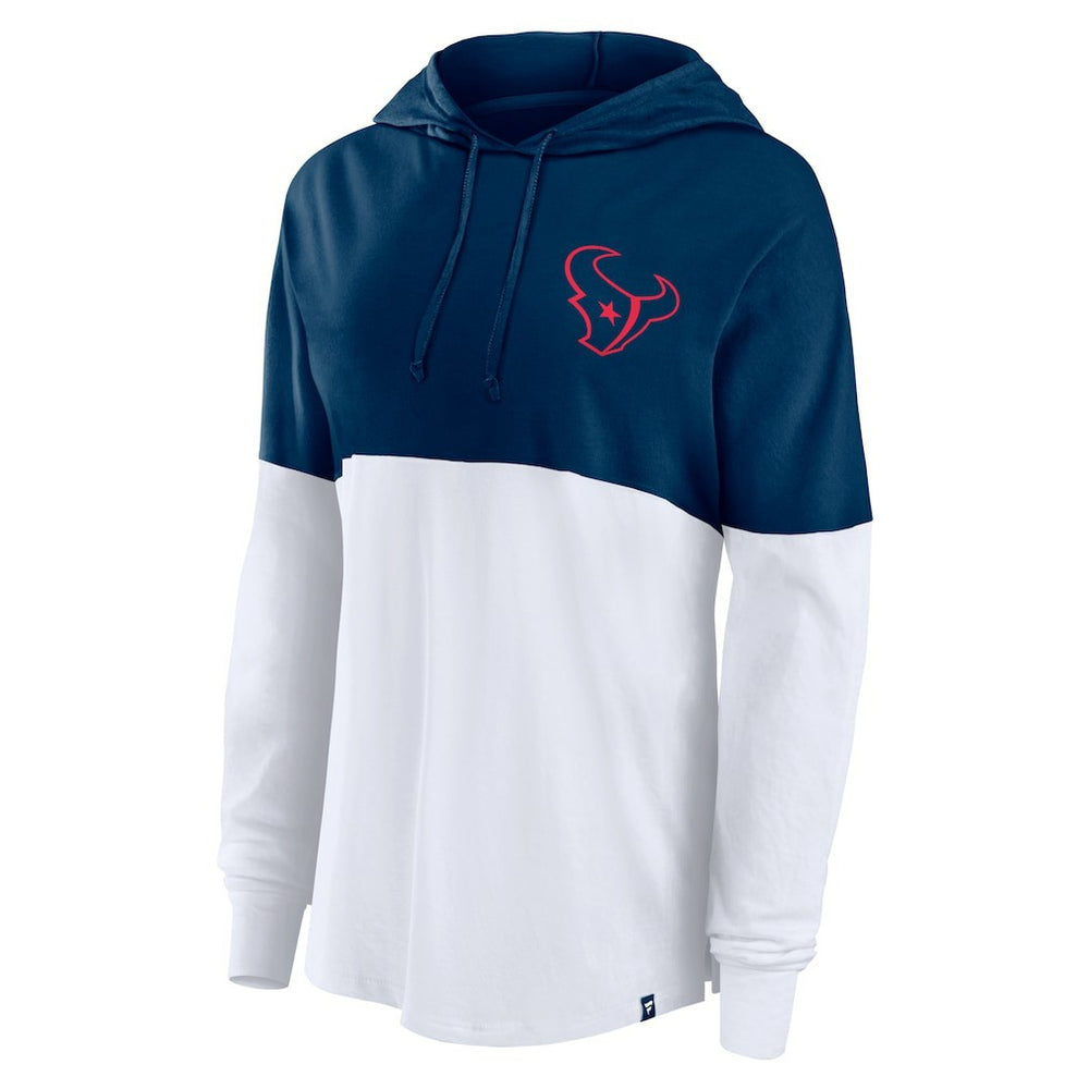 Houston Texans Women's Backup Option Long Sleeve Hoodie T-Shirt Navy/White