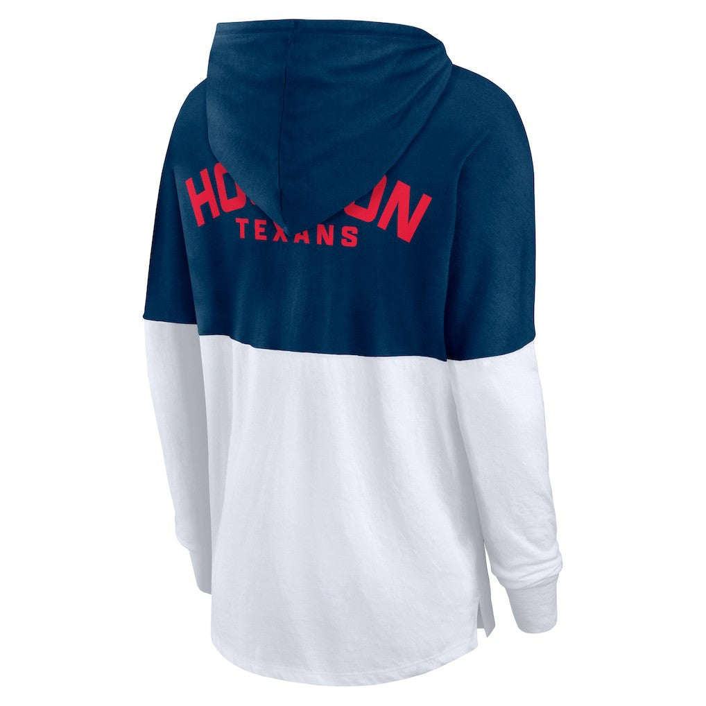 Houston Texans Women's Backup Option Long Sleeve Hoodie T-Shirt Navy/White