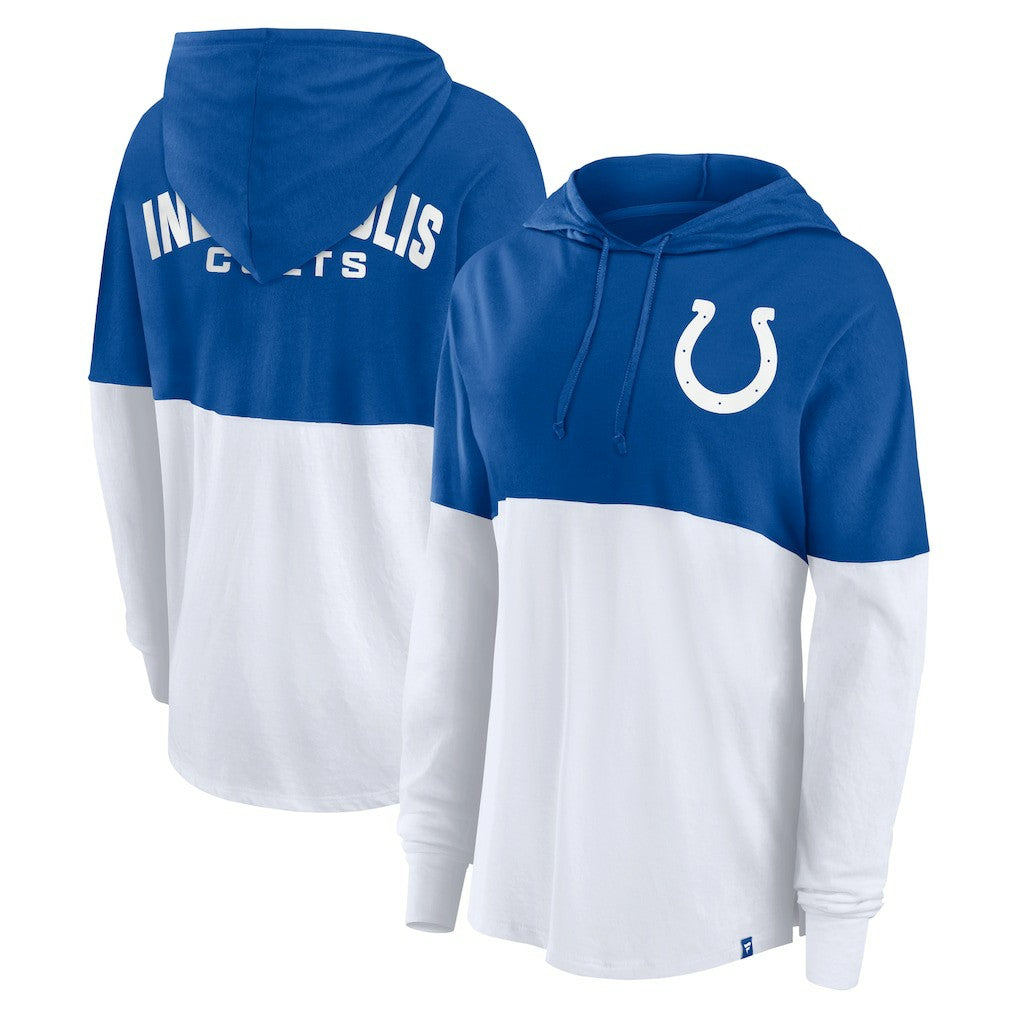 Indianapolis Colts Women's Backup Option Long Sleeve Hoodie T-Shirt Royal/White