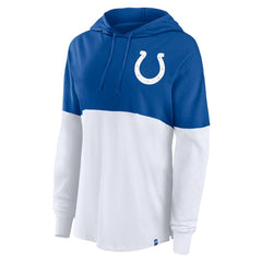 Indianapolis Colts Women's Backup Option Long Sleeve Hoodie T-Shirt Royal/White