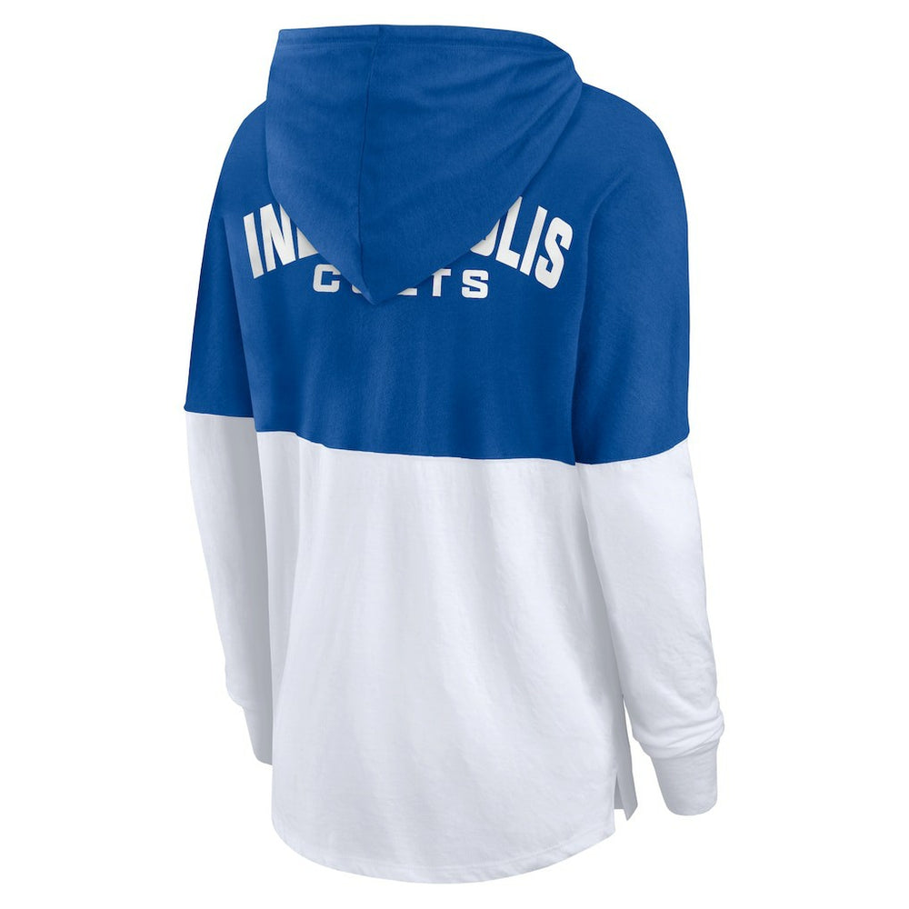 Indianapolis Colts Women's Backup Option Long Sleeve Hoodie T-Shirt Royal/White
