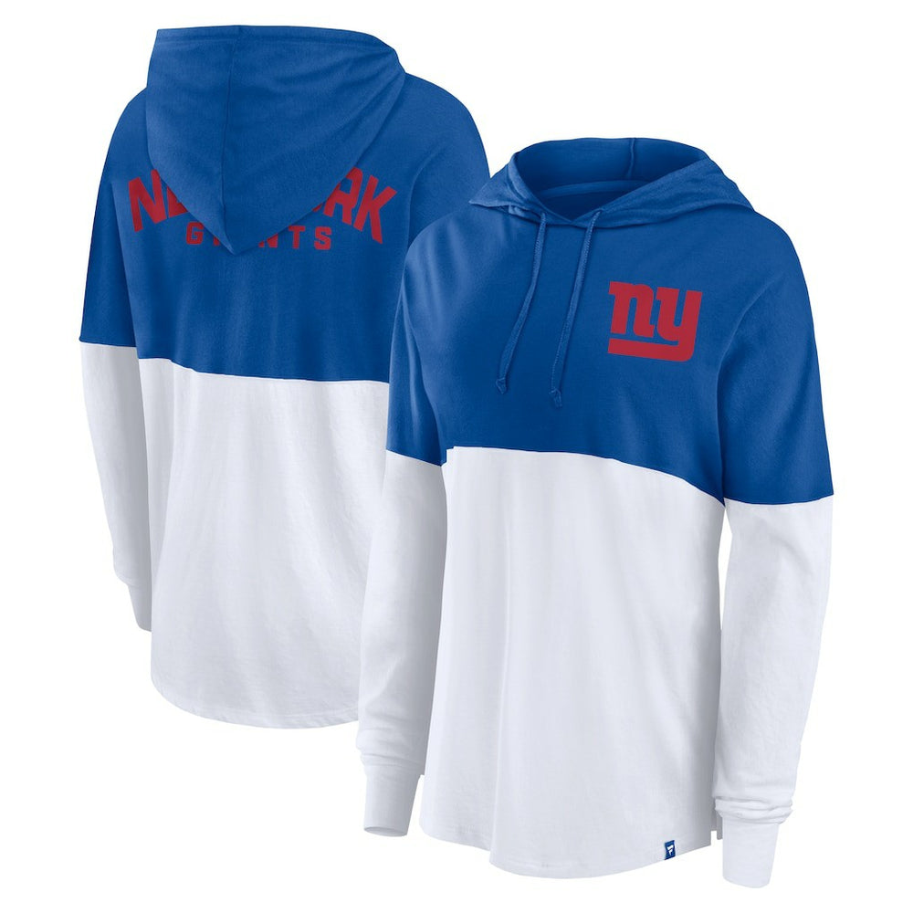 New York Giants Women's Backup Option Long Sleeve Hoodie T-Shirt Royal/White