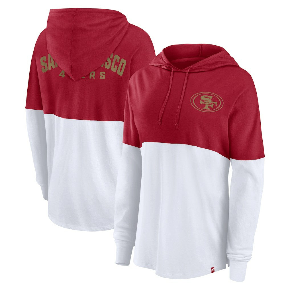 San Francisco 49ers Women's Backup Option Long Sleeve Hoodie T-Shirt Scarlet/White