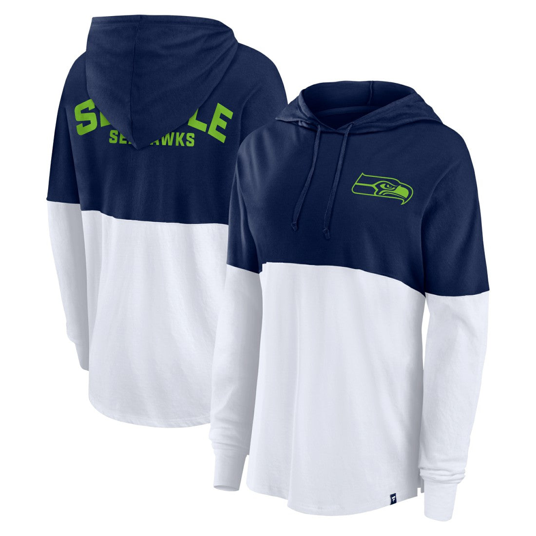 Seattle Seahawks Women's Backup Option Long Sleeve Hoodie T-Shirt College Navy/White
