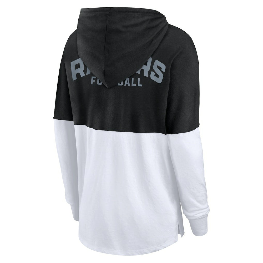 Las Vegas Raiders Women's Backup Option Long Sleeve Hoodie T-Shirt Black/White