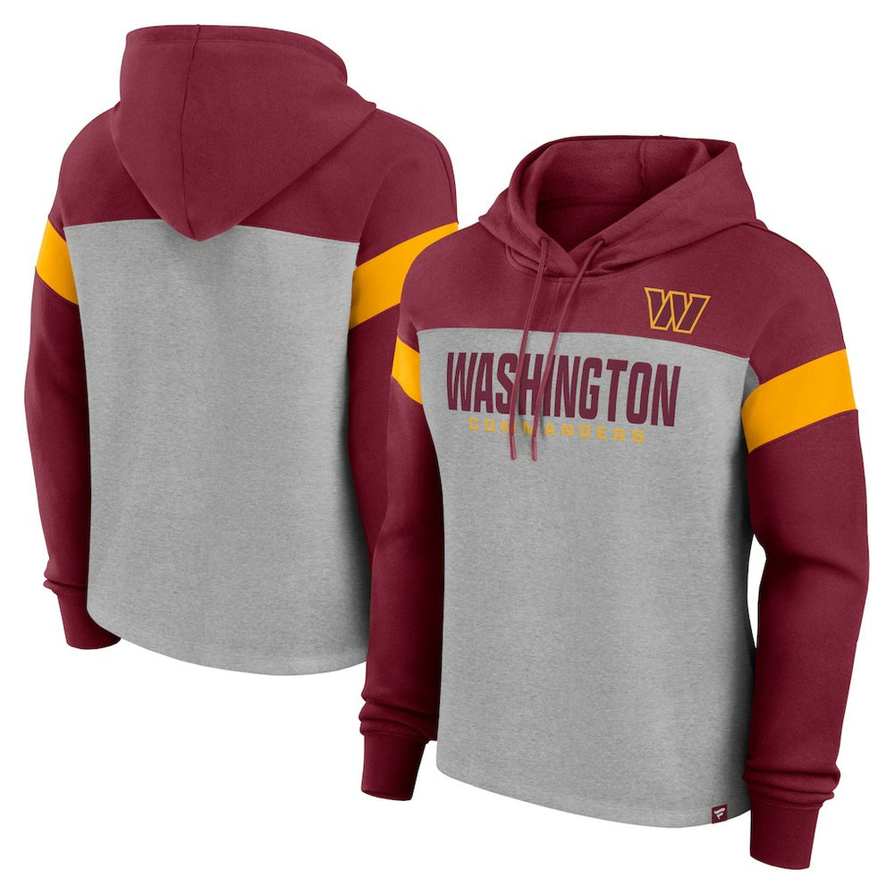 Washington Commanders Women's Bold Play Call Pullover Hoodie Heather Gray/Burgundy