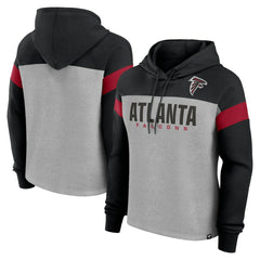 Atlanta Falcons Women's Bold Play Call Pullover Hoodie Heather Gray/Black
