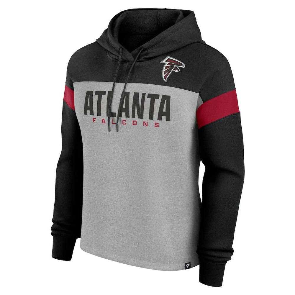 Atlanta Falcons Women's Bold Play Call Pullover Hoodie Heather Gray/Black