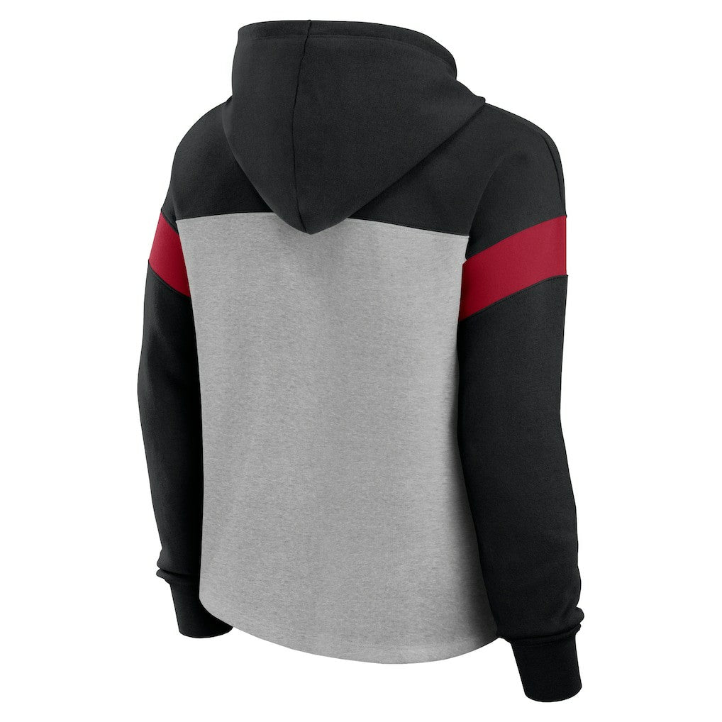 Atlanta Falcons Women's Bold Play Call Pullover Hoodie Heather Gray/Black