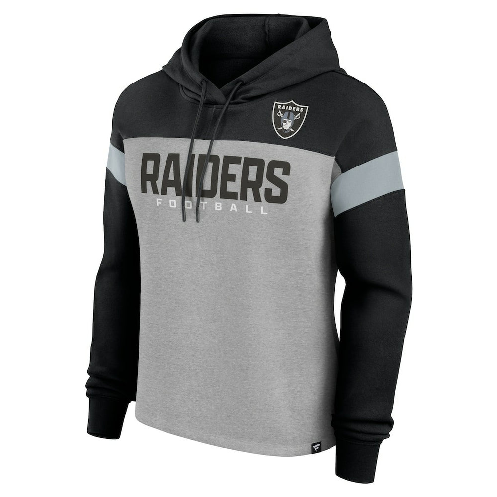Las Vegas Raiders Women's Bold Play Call Pullover Hoodie Heather Gray/Black